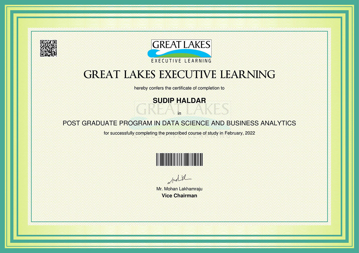 Post Graduate Program in Data Science Certificate